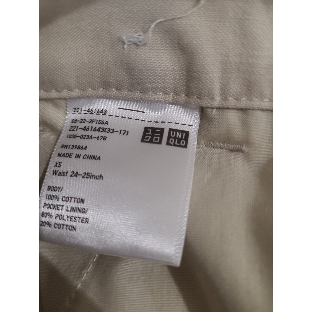 Uniqlo Wide Straight Cargo Pant Elastic back 100% cotton beige Women SZ XS 24-25 - Picture 5 of 9